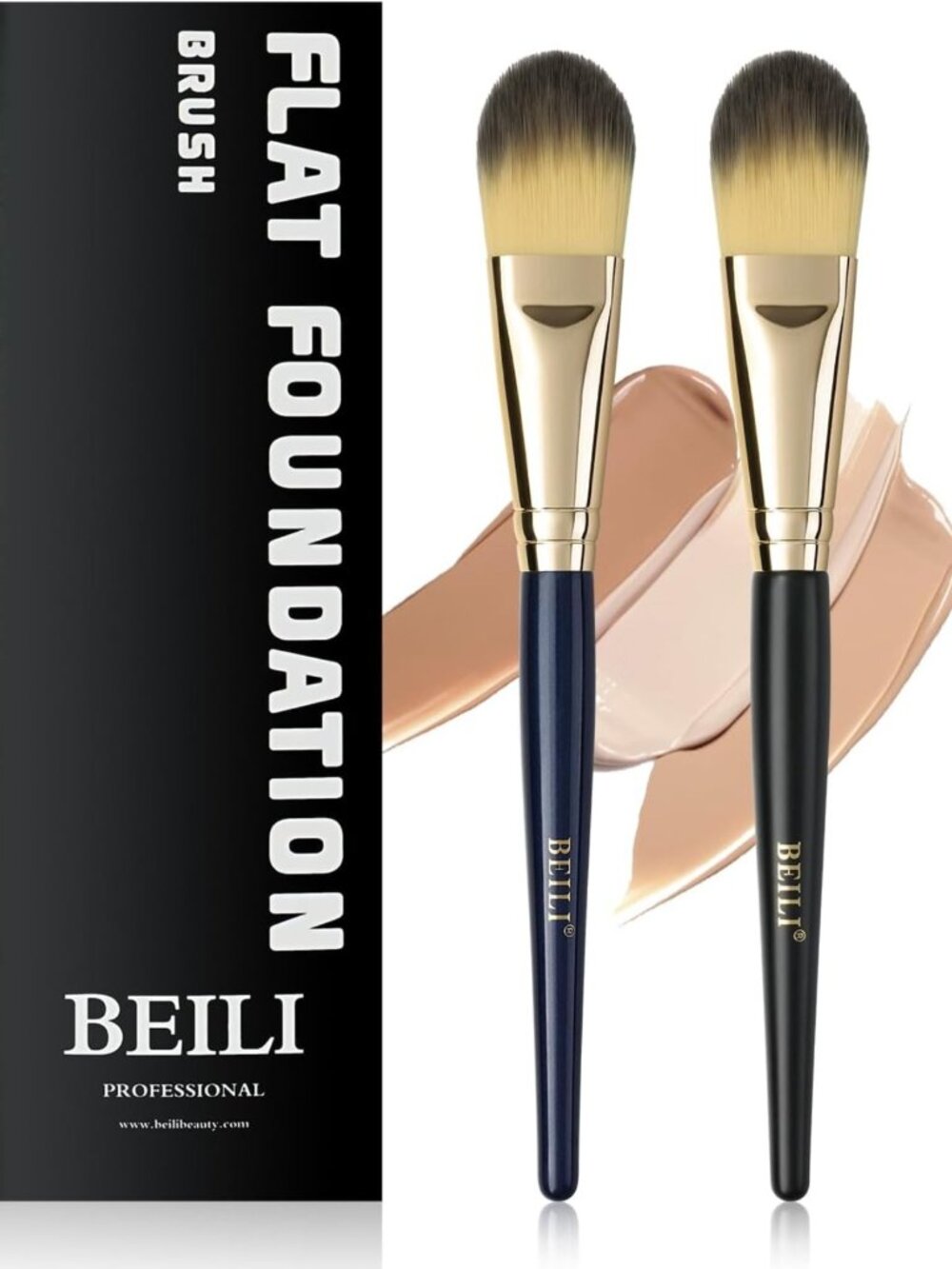 Premium Makeup Brush Set for Liquid, Cream & Powder - Flat Face Blending Tools